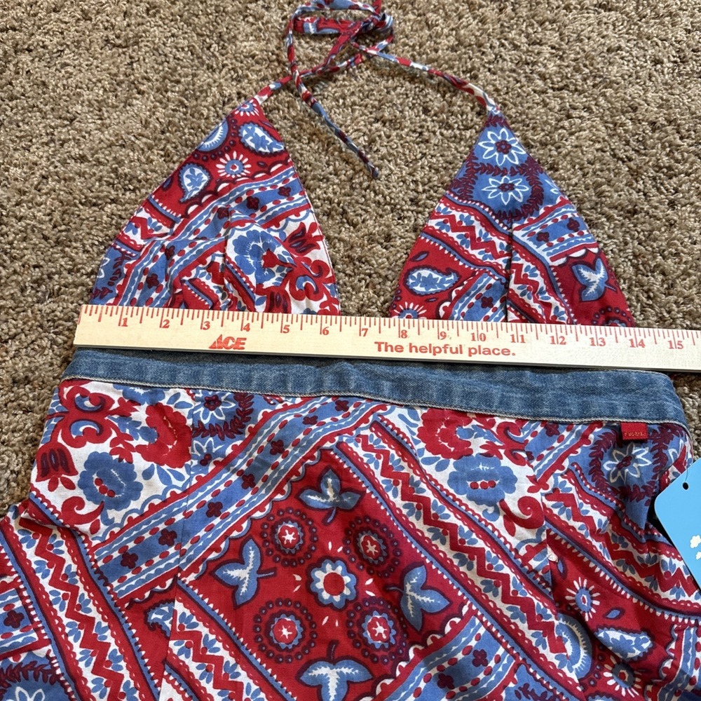 Paul Frank Retro Y2K Halter Bandana Print Dress NWT Size Large Festival Boho - Picture 8 of 9